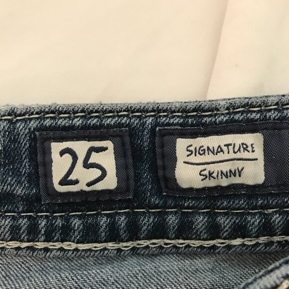 Miss Me Signature Skinny Jeans Women 25 Blue Mid Gothic Cross Sequins Rhinestone - Picture 5 of 15